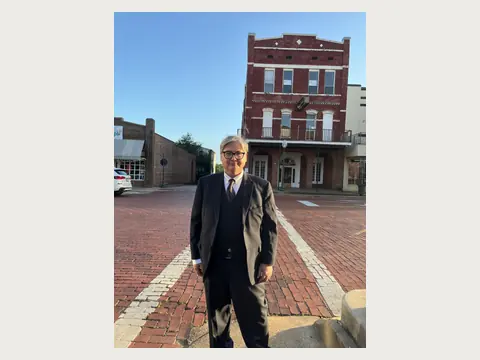 Herbert Midgley on the historic brick streets of Nacogdoches.