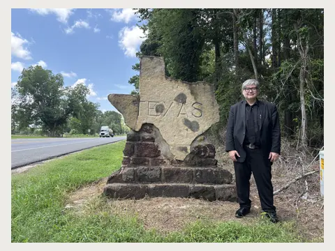 Herbert Midgley at a historic East Texas location.
