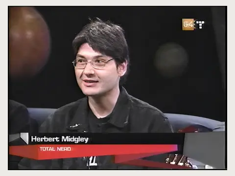 A younger Herbert Midgley appearing on G4 television.