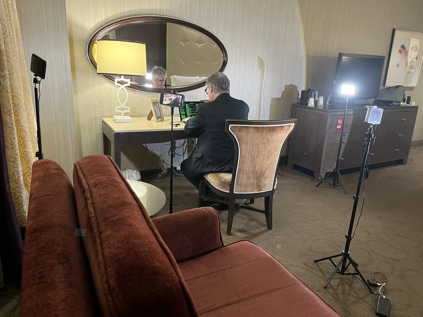Herbert Midgley working at a compact independent film setup