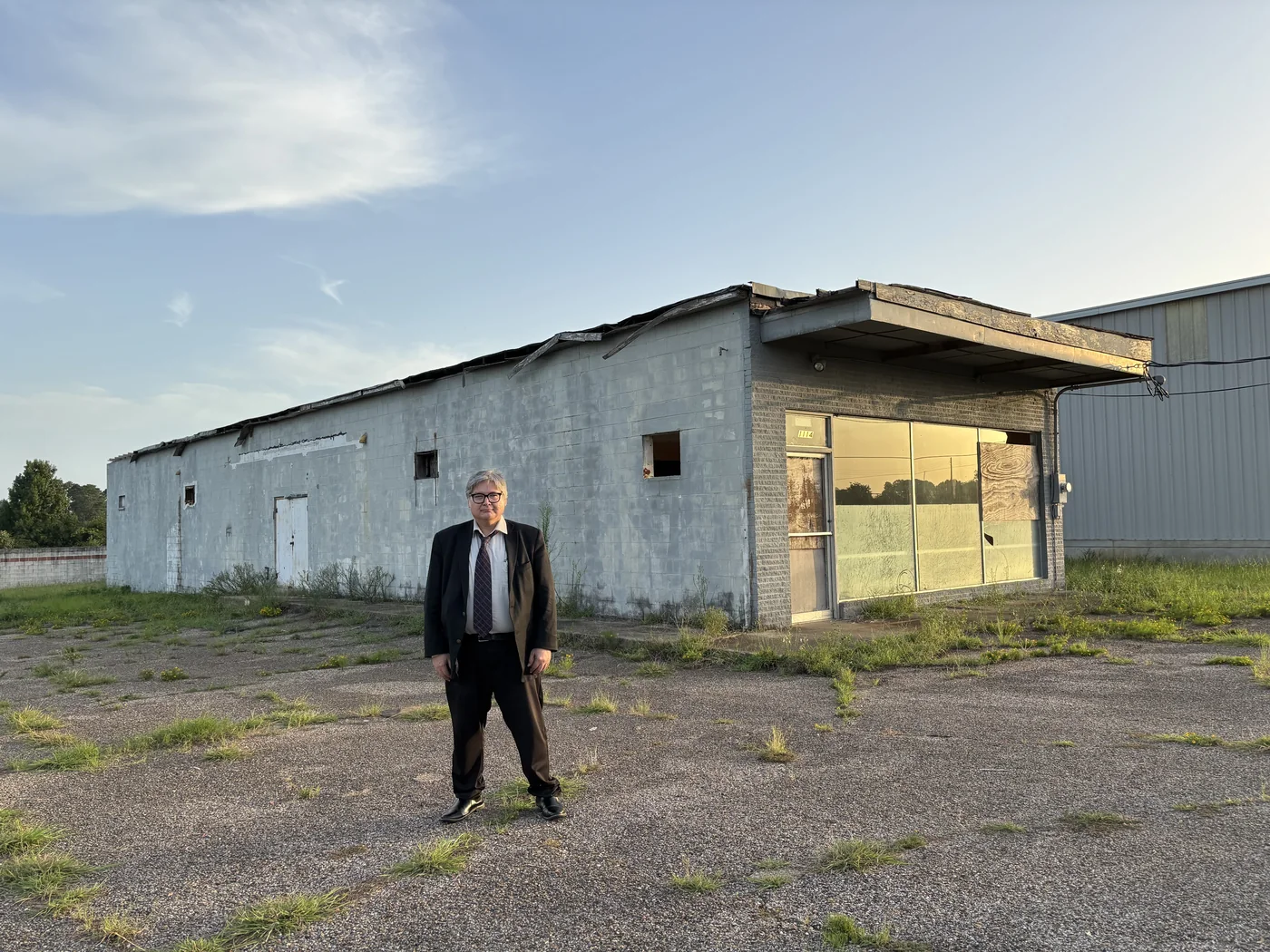 Herbert Midgley scouting an industrial film location