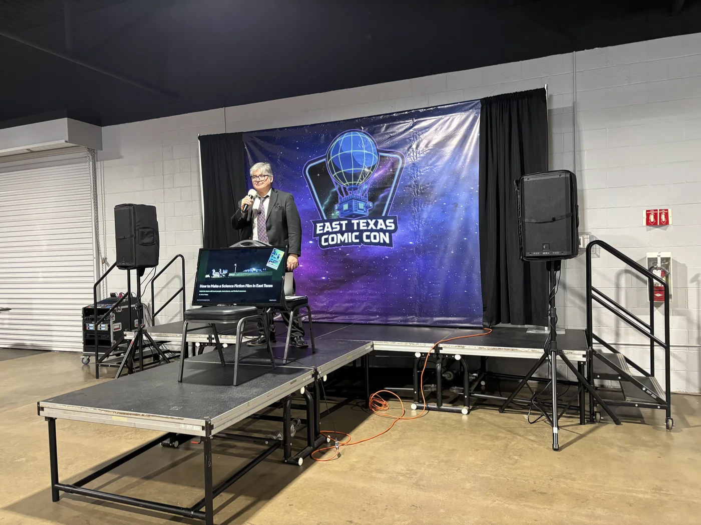 Herbert Midgley presenting at the East Texas Comic Convention
