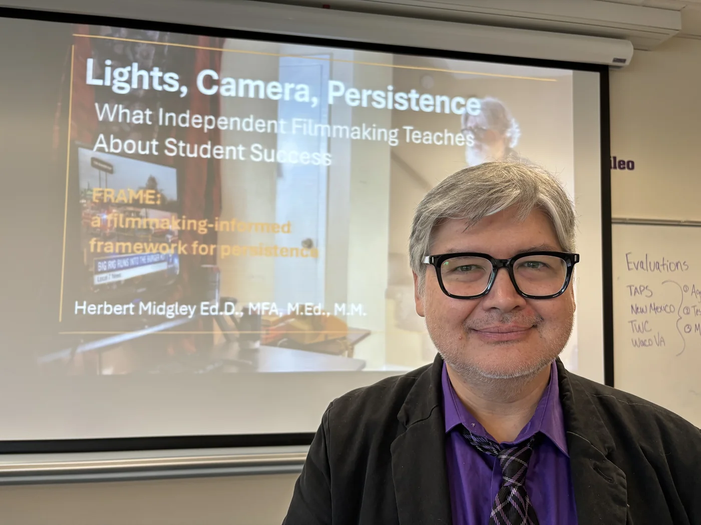 Herbert Midgley presenting Lights, Camera, Persistence